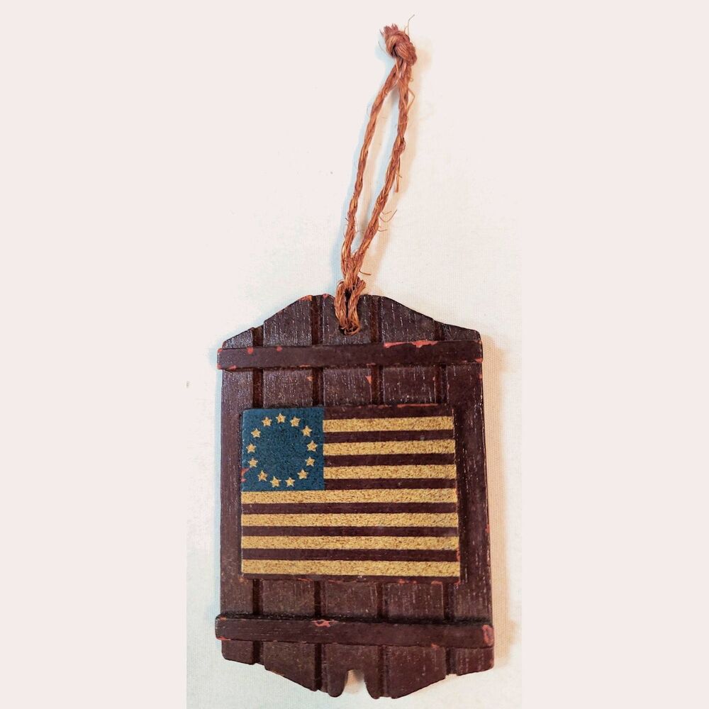 Colonial Flag American Colonies Ornament on Board Plaque Wood Christmas Tree